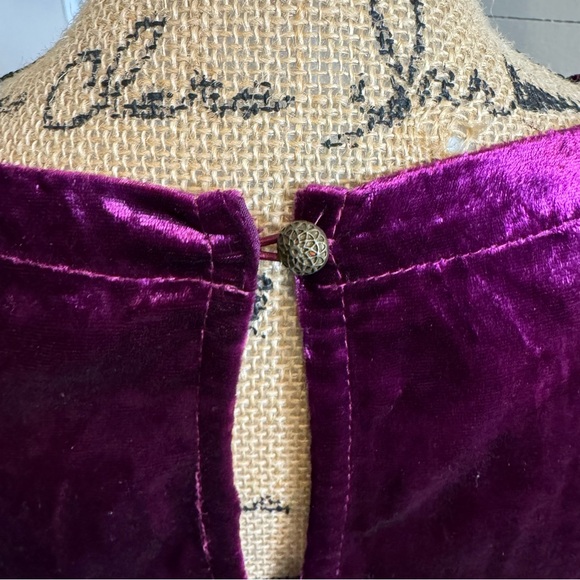 Anthropologie Velvet Cutwork Top V neck Plum XS - NOTE FLAW IN LISTING - Picture 6 of 12